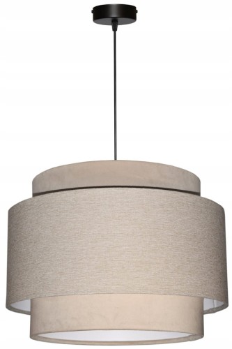 Lampa wisząca Abażur beżowy AVOLA - tort 45 - zawieszenie czarne