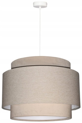 Lampa wisząca Abażur beżowy AVOLA - tort 45 - zawieszenie białe