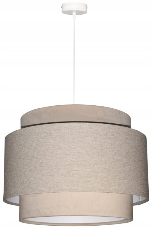 Lampa wisząca Abażur beżowy AVOLA - tort 45 - zawieszenie białe