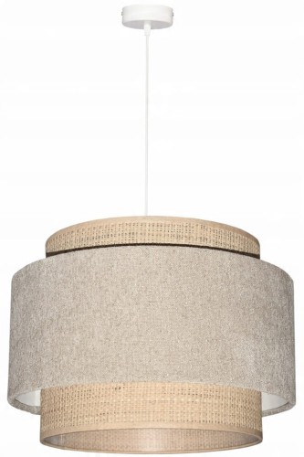 Lampa wisząca Abażur beżowy Boucle  / rafia VENOSA - tort 35 - zawieszenie białe