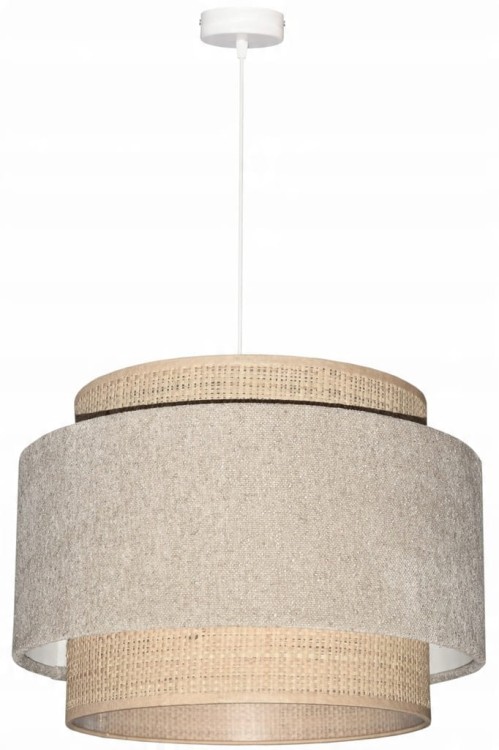 Lampa wisząca Abażur beżowy Boucle  / rafia VENOSA - tort 45 - zawieszenie białe