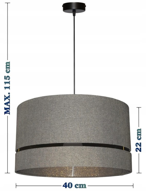 Lampa wisząca Abażur stare złoto PRATO - podwójny 40 - wymiary