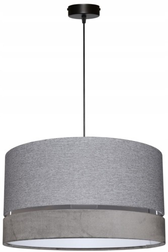 Lampa wisząca Abażur szary AVOLA - podwójny 40 - zawieszenie czarne