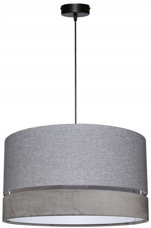 Lampa wisząca Abażur szary AVOLA - podwójny 40 - zawieszenie czarne