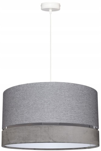Lampa wisząca Abażur szary AVOLA - podwójny 40 - zawieszenie białe