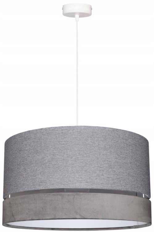 Lampa wisząca Abażur szary AVOLA - podwójny 40 - zawieszenie białe