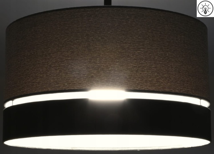 Lampa wisząca Abażur szary AVOLA - podwójny 40 - zapalony