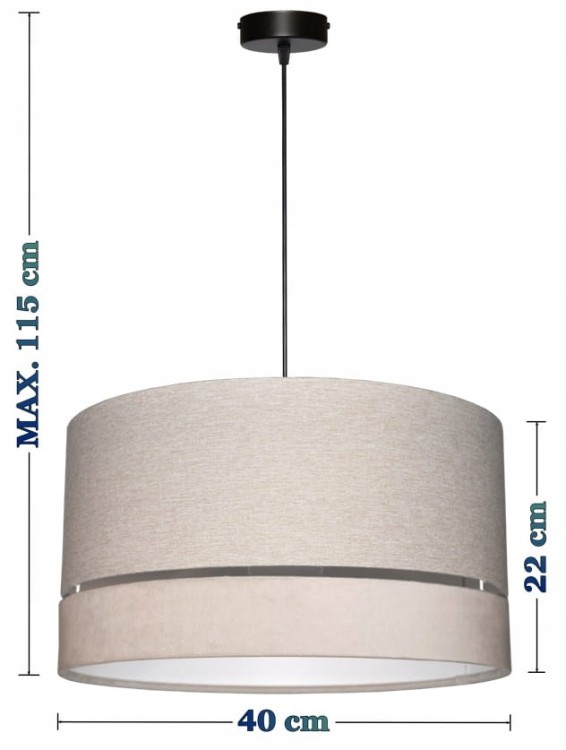 Lampa wisząca Abażur beżowy AVOLA - podwójny 40 - wymiary