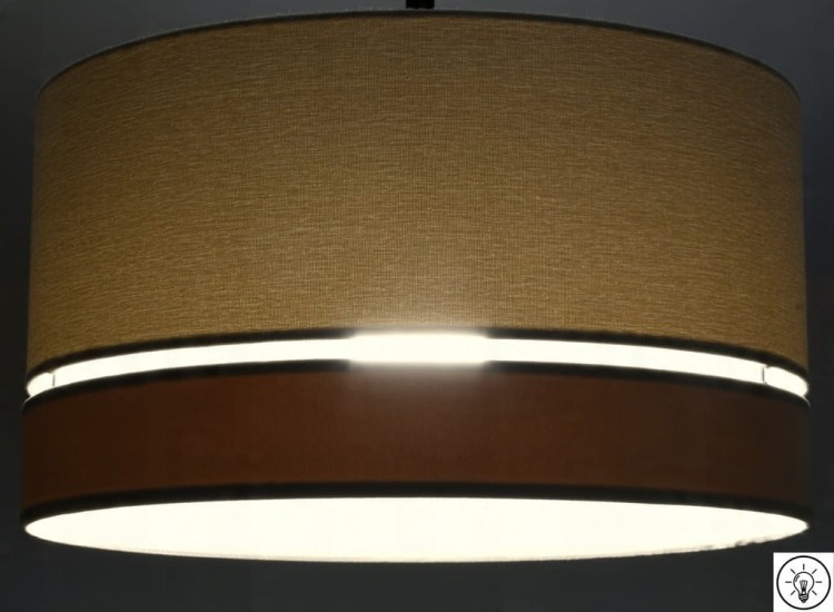 Lampa wisząca Abażur beżowy AVOLA - podwójny 40 - zapalony