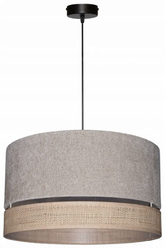 Lampa wisząca Abażur Boucle beżowy VENOSA - podwójny 40 - zawieszenie czarne