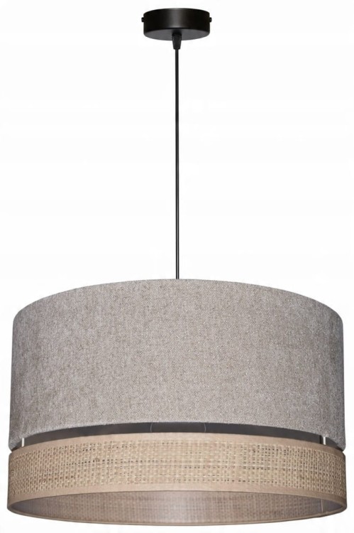 Lampa wisząca Abażur Boucle beżowy VENOSA - podwójny 40 - zawieszenie czarne