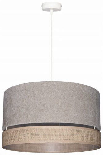 Lampa wisząca Abażur Boucle beżowy VENOSA - podwójny 40 - zawieszenie białe