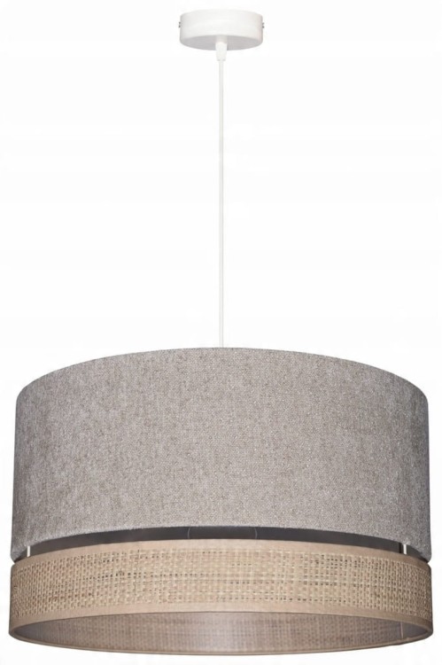 Lampa wisząca Abażur Boucle beżowy VENOSA - podwójny 40 - zawieszenie białe