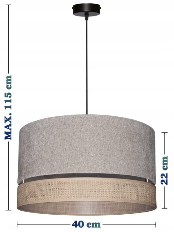 Lampa wisząca Abażur Boucle beżowy VENOSA - podwójny 40 - wymiary