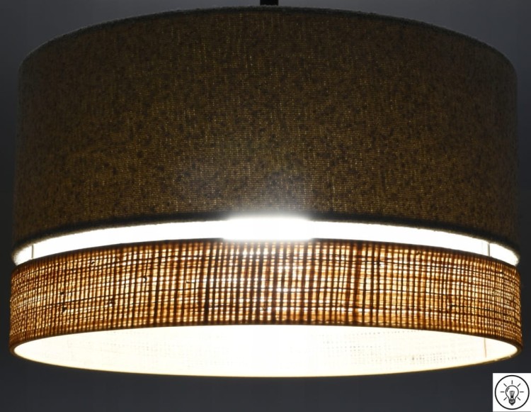 Lampa wisząca Abażur Boucle beżowy VENOSA - podwójny 40 - zapalony