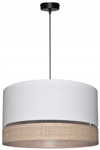 Lampa wisząca Abażur Boucle biały VENOSA - podwójny 40 - zawieszenie czarne