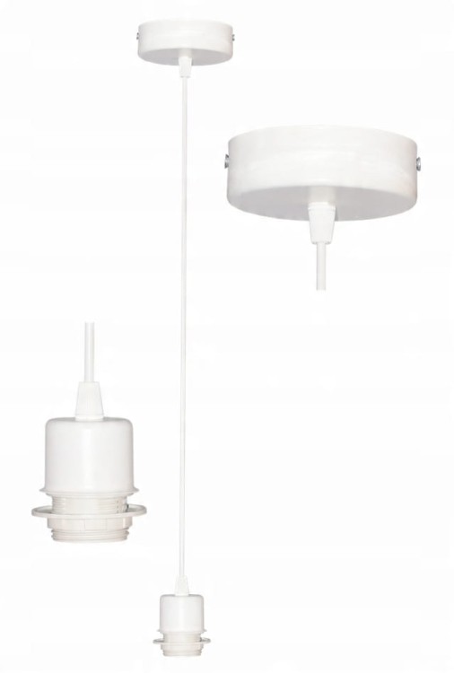 Lampa wisząca Abażur Boucle biały VENOSA - podwójny 40 - zawieszenie białe - detale
