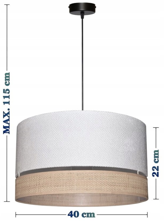 Lampa wisząca Abażur biały AREZZO - podwójny 40 - wymiary