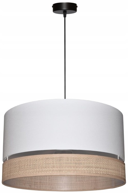 Lampa wisząca Abażur biały MIRANO - podwójny 40 - zawieszenie czarne