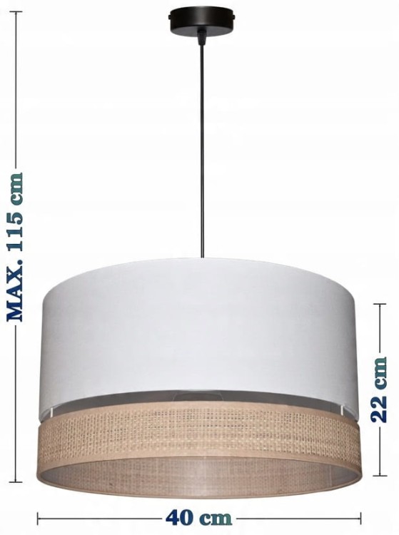 Lampa wisząca Abażur biały MIRANO - podwójny 40 - wymiary