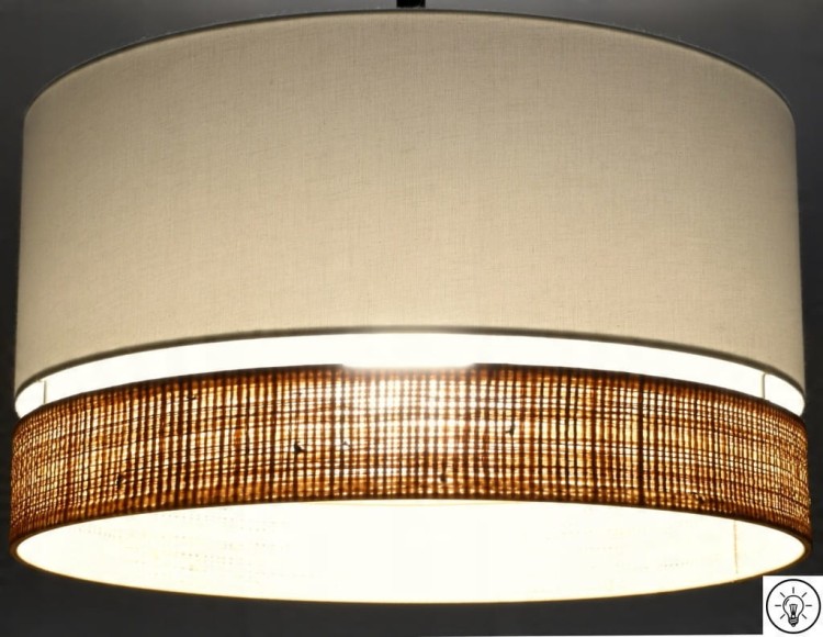 Lampa wisząca Abażur biały MIRANO - podwójny 40 - zapalony