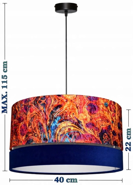 Lampa wisząca Abażur Lawa PANCA - podwójny 40 - wymiary