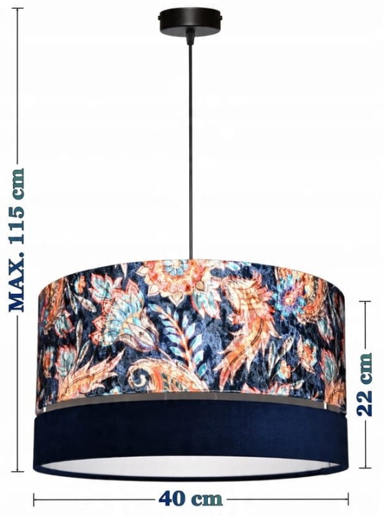 Lampa wisząca Abażur Kwiaty Orientu PANCA - podwójny 40 - wymiary