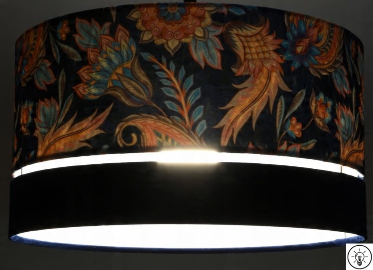 Lampa wisząca Abażur Kwiaty Orientu PANCA - podwójny 40 - zapalony