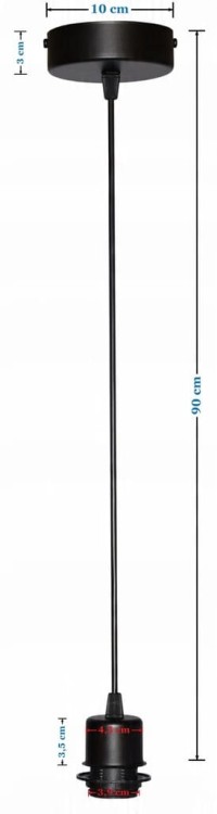 Lampa wisząca Abażur Geody 02 PANCA - podwójny 40 - zawieszenie czarne - wymiary