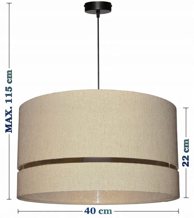 Lampa wisząca Abażur złoty LATINA - podwójny 40 - wymiary