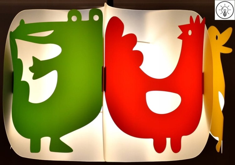 Lampa wisząca Abażur Zwierządka - 3D - zapalony 1