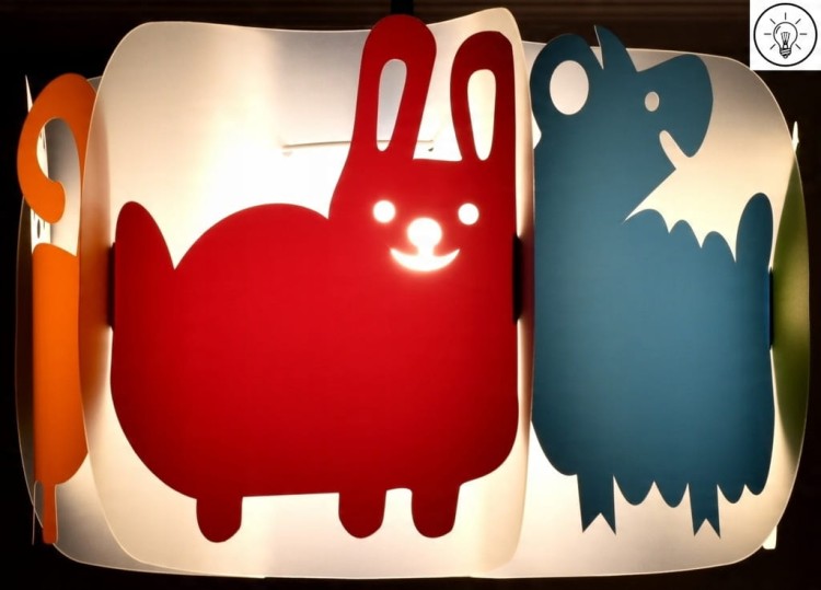 Lampa wisząca Abażur Zwierządka - 3D - zapalony 2