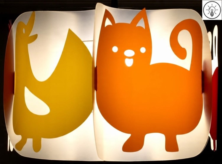 Lampa wisząca Abażur Zwierządka - 3D - zapalony 3