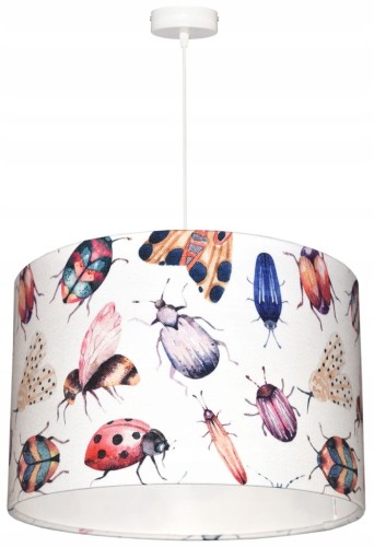 Lampa wisząca Abażur Robaczki PANCA - walec 30 - zawieszenie białe
