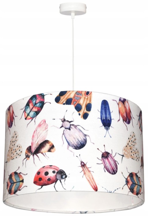 Lampa wisząca Abażur Robaczki PANCA - walec 30 - zawieszenie białe