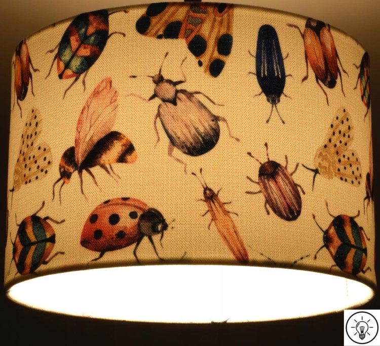 Lampa wisząca Abażur Robaczki PANCA - walec 30 - zapalony 1