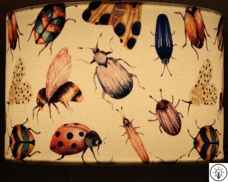 Lampa wisząca Abażur Robaczki PANCA - walec 30 - zapalony 2