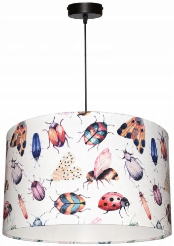 Lampa wisząca Abażur Robaczki PANCA - walec 40 - zawieszenie czarne