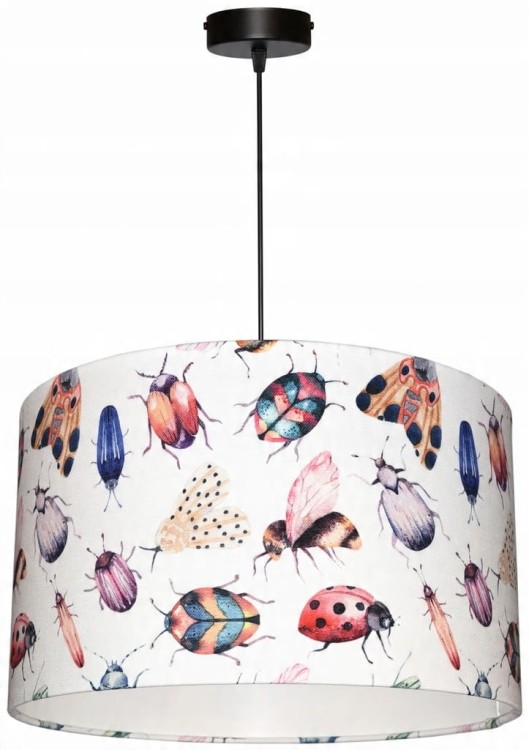 Lampa wisząca Abażur Robaczki PANCA - walec 40 - zawieszenie czarne