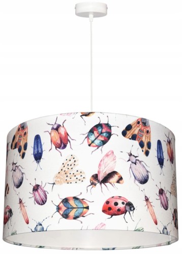 Lampa wisząca Abażur Robaczki PANCA - walec 40 - zawieszenie białe