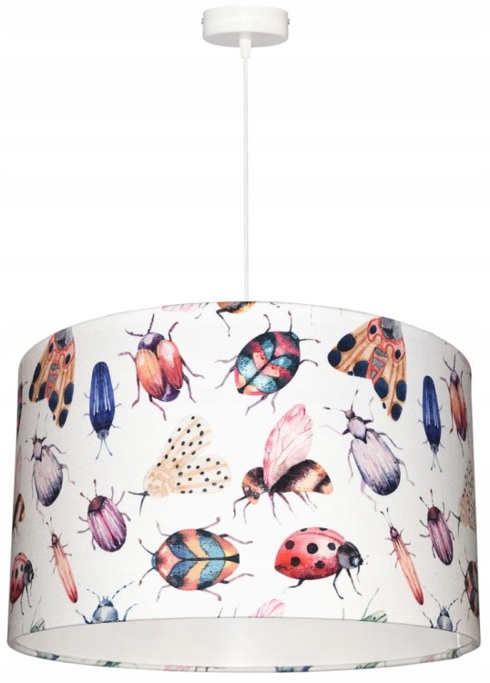 Lampa wisząca Abażur Robaczki PANCA - walec 40 - zawieszenie białe