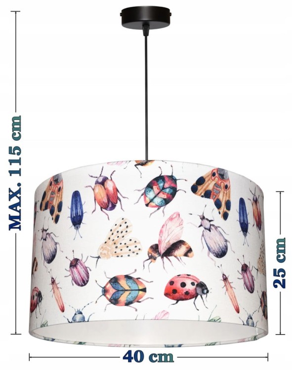 Lampa wisząca Abażur Robaczki PANCA - walec 40 - wymiary