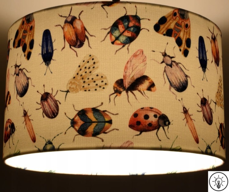 Lampa wisząca Abażur Robaczki PANCA - walec 40 - zapalony 2