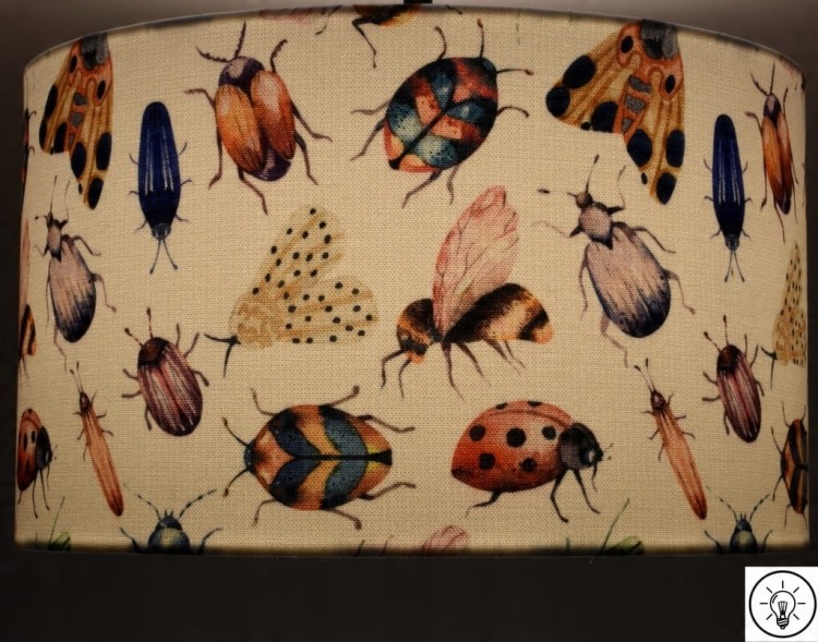 Lampa wisząca Abażur Robaczki PANCA - walec 40 - zapalony 2